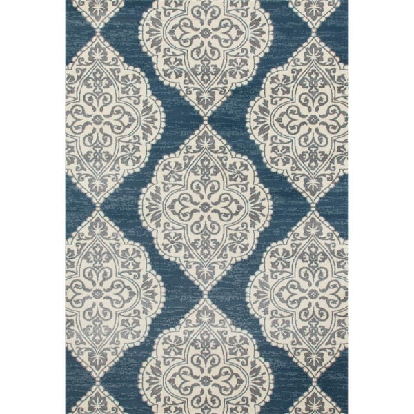 Standalone 4 x 6 ft. Arabella Collection Medallion Woven Area Rug, Blue ST780070 - main